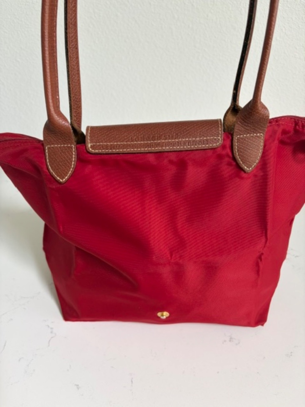 Longchamp Le Pliage Small Red Long Handle Shoulder Tote Discontinued - Picture 4 of 6